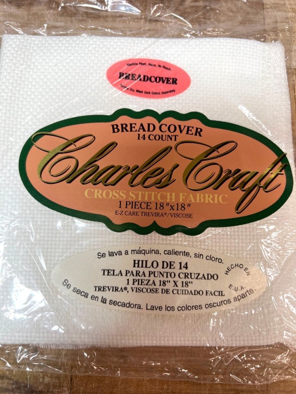Charles Craft 14 Count Bread Cover Cross Stitch Fabric  White E-Z Care Trevira
